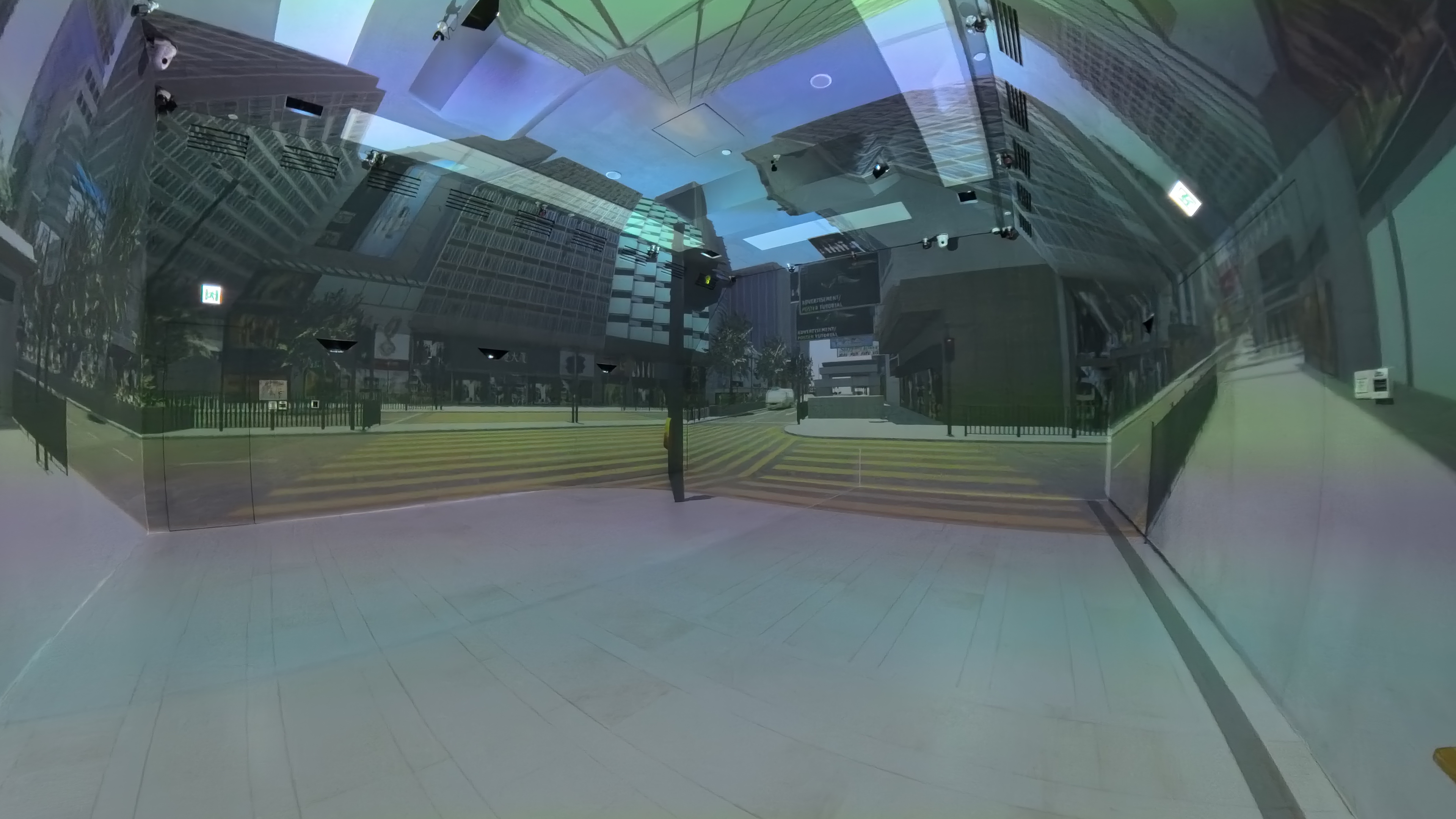 Car crash scenario on projection walls